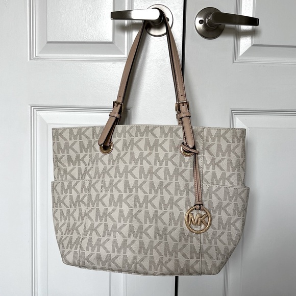 Michael Kors Large Leather Logo Shoulder Bag - Picture 1 of 16